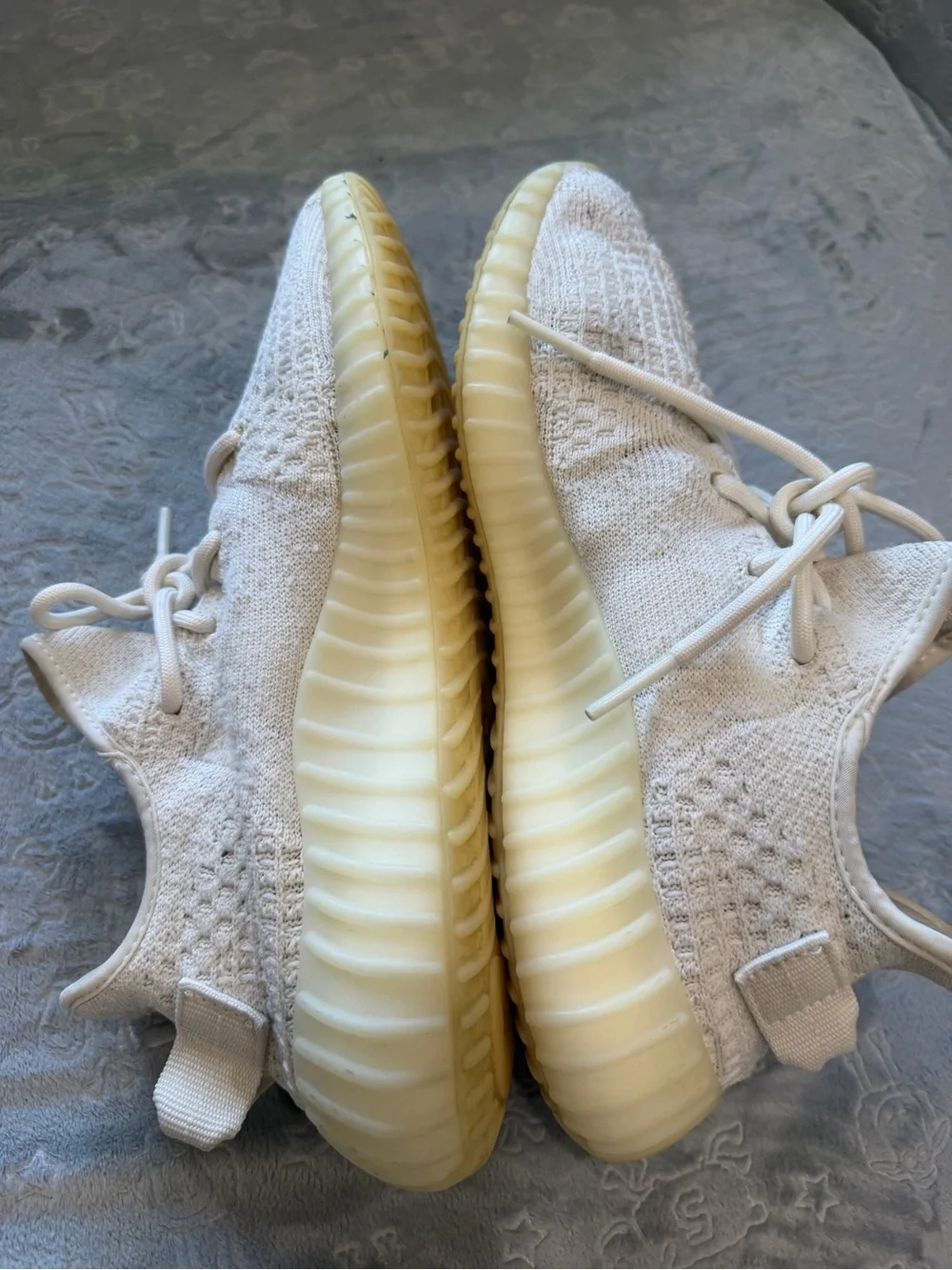 Yeezy Boost Kids White Knit Sneakers with Yellow Sole